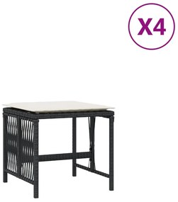 4 db fekete polyrattan kerti szék párnával 41 x 41 x 36 cm