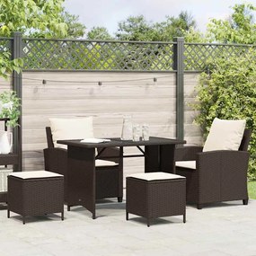4 részes barna polyrattan kerti ülőgarnitúra párnákkal