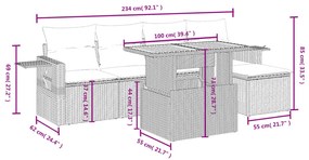 6 részes fekete polyrattan kerti ülőgarnitúra párnákkal