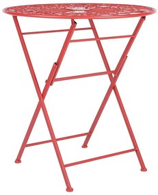 Piros fém kültéri asztal ⌀ 70 cm SCARIO Beliani