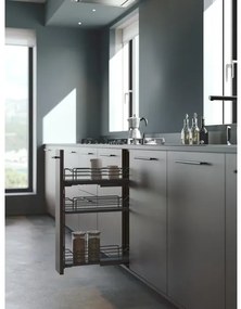 Konyhai fémrács, 200mm, bal oldalra szerelhető, antracit, teljes kihúzás, csillapított záródás, rejtett fióksín, 3 kosár SIGE, Infinity Line 002