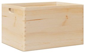 Fa doboz fogantyúkkal 40x30x23 cm tömör fa fenyő