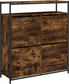 vidaXL füstös tölgy cipőszekrény 4 kihajtható fiókkal 100x34x112 cm