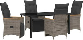 vidaXL Kert étkező szett párnával 5 pcs Szürke polirattan