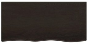 sötétbarna kezelt tömör tölgyfa fali polc 100x50x(2-4) cm