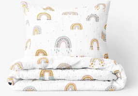 Goldea gyermek krepp ágyneműhuzat - festett szivárványok 140 x 200 és 70 x 90 cm