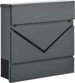 HOMCOM Falra Szerelhető Postaláda Zárral, Fedéllel, Horganyzott Acélból, Kültéri Használatra, 37 x 10,5 x 37 cm, Sötétszürke | Aosom