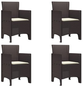 5 Részes Kert Éttkező Szett Párnákkal Barna Poly Rattan
