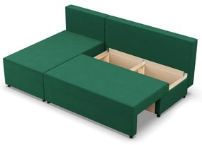 Nobu sarokkanapé, bársony, univerzális oldal, zöld