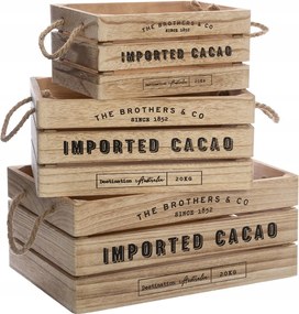 Fa Láda Nyers Láda Szett 3 Db-os Doboz Tárolására