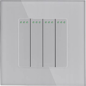 Fénykapcsoló 4G1W Négyes Mechanikus Üveg Keret F60 Ezüst Szürke