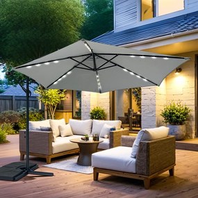 AVENBERG SUNNY LED 300 Nagy állítható napernyő, átmérő 3M, szürke