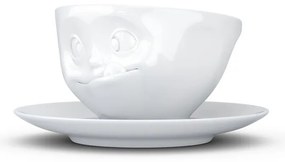 Fehér 'huncut' porcelán csésze és csészealj - 58products