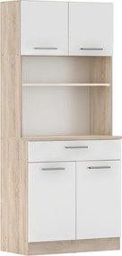 Négyajtós szekrény, sonoma tölgy/fehér, DOMIS NEW
