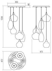 Redo 01-3194 - Csillár zsinóron TANNER 6xE14/28W/230V átm. 47,2 cm