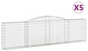 vidaXL 5 db íves horganyzott vas gabion kosár 400x30x100/120 cm