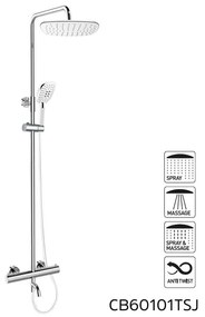 Mereo Mereo, termosztatikus fali kádcsaptelep tömlővel, kézi és tányéros négyzetzuhany vékony 200x200mm, MER-CB60101TSD