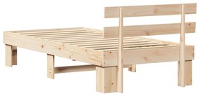 Ágykeret Fejtámlával 80x200 cm Tömör Fa Fenyő