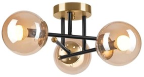 Felületre szerelhető csillár  MALENA 3xE14/5W/230V arany/fekete/füstös bézs