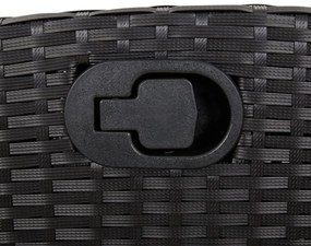 2 db fekete polyrattan dönthető kerti szék párnával