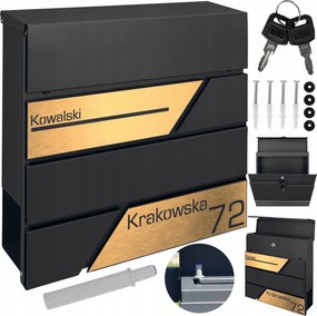 Fekete Postaláda És Újságok Arany Címtáblák Csendes Ház