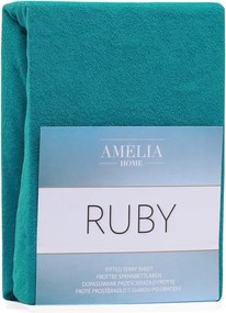 Sötétzöldes kék gumis frottír lepedő 140x200 cm Ruby – AmeliaHome