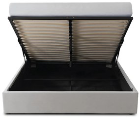 Łóżko 140x200 MARSYLIA Welurowe Kremowe Z Pojemnikiem