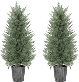 HOMCOM 2 db nagy, 90 cm-es mű ciprus cserepek – élethű, UV-álló műnövény nappalihoz, hálóhoz, irodához, teraszhoz | Aosom