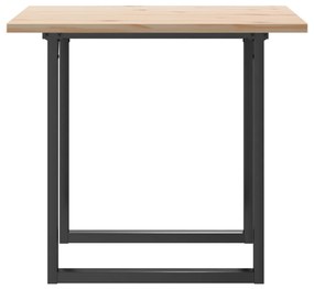 tömör fenyőfa és öntöttvas étkezőasztal O-vázzal 80x80x75,5 cm
