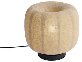 Japandi asztali lámpa fekete bézs vászonernyővel 28 cm - Nami