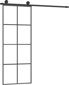 vidaXL ESG üveg és alumínium tolóajtó fémszerelvény-szettel 76x205 cm