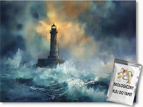 Fotótapéta Flizelina Tájkép Vihar Tenger Hullámok Vihar Világítótorony 200x140 ragasztó