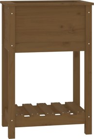 vidaXL mézbarna tömör fenyőfa növénytartó polccal 54 x 34,5 x 81 cm