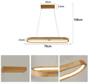Brilagi - LED csillár kábellel UMEA WOOD LED/30W/230V 70x20 cm fa