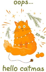 Illusztráció Hello catmas. Funny greeting card for, Нина Виноградова