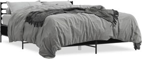 vidaXL fekete szerelt fa és fém ágykeret 150 x 200 cm