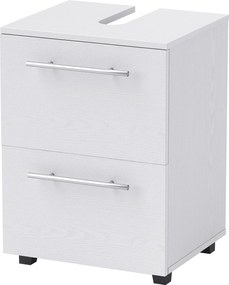 HOMCOM Mosdó Szekrény, Alatta Szekrény, Fiókos Fürdőszobai Szekrény Falra Szerelhető Mosdókhoz, Fehér, 41,5 x 35,5 x 59 cm | Aosom