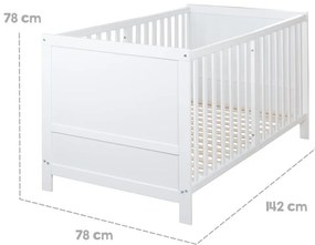 Fehér babaágy állítható magassággal 70x140 cm Easy Sleep – Roba