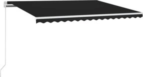 vidaXL antracitszürke kézzel kihúzható LED-es napellenző 450 x 350 cm