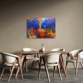 Kép - őszi fa koronák, modern impresszionizmus (üvegen) (70x50 cm)