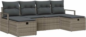 vidaXL Kanapé Szett párnával tárolóval 6 pcs Szürke polirattan