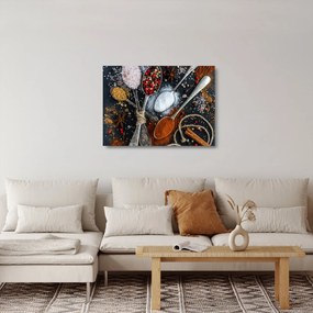 Egy kanál képe fűszerekkel (üvegen) (70x50 cm)