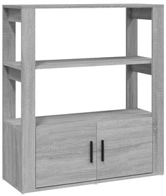 szürke sonoma színű szerelt fa tálalószekrény 80x30x90 cm
