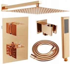 Mexen Cube DR02 rejtett zuhanygarnitúra esőzuhannyal 30x30 cm (6in1), rózsaszín arany, 77502DR0230-60
