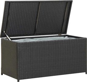 Fekete Polyrattan Kerti Tárolóláda 100 X 50 X 50 Cm