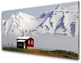 Fali üvegkép Mountain Home táj hó 100x50 cm