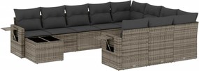 vidaXL 11 részes szürke polyrattan kerti ülőgarnitúra párnákkal