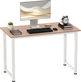 HOMCOM Modern Íróasztal Acél Vázal és Állítható Lábbal 120x60x76 cm Fehér és Természetes | Aosom