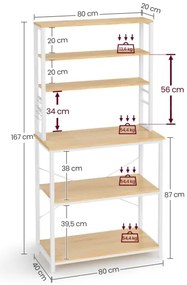 MARGE konyhai polcos állvány, barna/fehér
