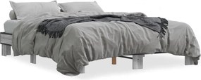 vidaXL szürke sonoma szerelt fa és fém ágykeret 150 x 200 cm